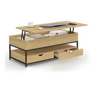 IDMarket - Table basse Detroit - Plateau relevable rectangulaire, 2 tiroirs, design industriel