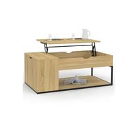 IDMarket - Table Basse Plateau relevable rectangulaire Detroit avec Coffre Design Industriel