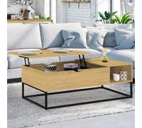 IDMarket - Table basse Detroit - Plateau relevable rectangulaire avec rangements, design industriel