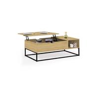 IDMarket - Table basse Detroit - Plateau relevable rectangulaire avec rangements, design industriel