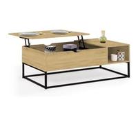 IDMarket - Table basse Detroit - Plateau relevable rectangulaire avec rangements, design industriel