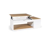 IDMarket - Table Basse Plateau relevable rectangulaire ELEA avec Coffre Bois Blanc et façon hêtre