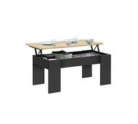 IDMarket – Table basse TARA plateau relevable rectangulaire bois noir et imitation hêtre