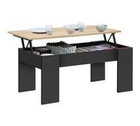 IDMarket - Table Basse Plateau relevable rectangulaire Tara Bois Noir et Imitation hêtre