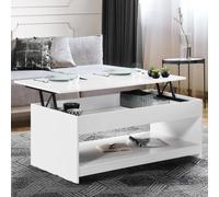 Table Basse Plateau Relevable Soa Bois Blanc Blanc