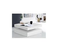 FORTE Table basse plateau pivotant, panneau de particules, blanc brillant, 78(93)x34,3x78 cm