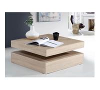 Möbelvertrieb FORTE – Table basse plateau rotatif carré – Chêne – 78 x 78 x 36 cm