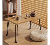 Table Basse Pliable Avec Pieds En Métal, Table De Tatami, Bureau De Sol Facile À Ranger, Aucun Assemblage Requis, Utilisable À L'intérieur Comme À L'extérieur(Beige,70*40*46cm/27.5*15.7*18.1in)