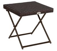 Table basse pliable de jardin - Outsunny - style cosy chic imitation rotin terrasse - acier résine - 40x40x40cm - marron