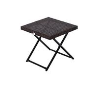 Outsunny Table basse pliable de jardin Style Cosy Chic 40×40×40 cm Acier résine tressée Marron