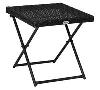 Table Basse Pliable De Jardin Style Cosy Chic Dim. 40l X 40l X 40h Cm Métal Époxy Résine Tressée Imitation Rotin Noir