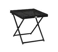 Outsunny - Table basse pliable de jardin 40x40x40 cm résine tressée imitation rotin noir