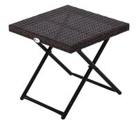 Table Basse Pliable De Jardin Style Cosy Chic Dim. 40l X 40l X 40h Cm Métal ?Poxy R?Sine Tress?E Imitation Rotin Marron