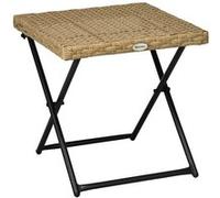 Outsunny Table Basse Pliable de Jardin Style Cosy Chic dim. 40L x 40l x 40H cm Acier résine tressée Imitation rotin Bois Naturel