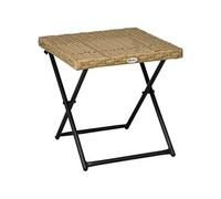 Outsunny Table Basse Pliable de Jardin Style Cosy Chic dim. 40L x 40l x 40H cm Acier résine tressée Imitation rotin Bois Naturel