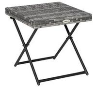 Outsunny Table Basse Pliable de Jardin Style Cosy Chic dim. 40L x 40l x 40H cm Acier résine tressée Imitation rotin Gris