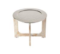 Table Basse Pliable Moderne en Bois Massif et Aluminium, Argent