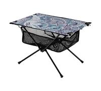 Table basse pliable style ethnique cachemire noix de cajou fleur jambon tatouage table de camping pliable pour pique-nique, camping, voyage