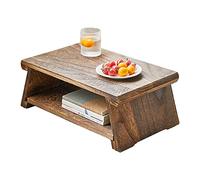 Table basse pliable table basse 2 niveaux avec étagère de rangement table à thé japonaise Vintage table Tatami table à thé Zen pour salon chambre baie vitrée (Color : Natural, Size : 50×30×20 cm)