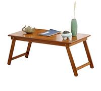 Table Basse Pliante en Bois Massif - Baie Vitrée, Salon, Balcon, Tatami, Japonaise - Lit, Chambre, Ordinateur (Couleur : Marron, Taille : 60 * 40 * 25cm)