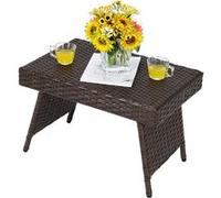 Table Basse Pliante GIANTEX en Rotin,60 x 40 x 40 CM, Table d'Appoint avec Coussinets de Pied Réglables, pour Jardin/Salon/Terrass G