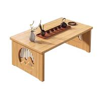 Table Basse Pliante Portable Bois Famille Pour S'asseoir, Manger, Discuter Balcon, Ou Comme Table D'appoint Ordinateur Petit-déjeuner/utilisation Dans Petits Espaces(Wood color,70*40*30cm)