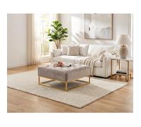 Table basse pouf velours moka 80x80 cm - CAPITONNE