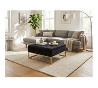 Table basse pouf velours noir 80x80 cm - CAPITONNE