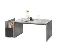 Table Basse pour Salon Meuble Stylé avec Compartiment de Stockage en Panneau de Particules Mélaminé 90 x 45 x 35 cm Effet Béton Noir