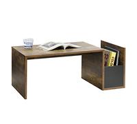 Table Basse pour Salon Meuble Stylé avec Compartiment de Stockage en Panneau de Particules Mélaminé 90 x 45 x 35 cm Chêne Foncé Noir