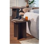 Table basse - QUBEO - 42 cm - carrée - frêne brun effet bois - piètement en croix