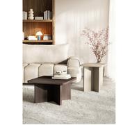 Table basse - QUBEO - 42 cm - carrée - gris cachemire - piètement en croix
