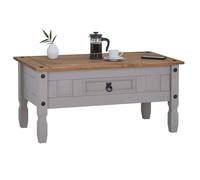 IDIMEX Table Basse Ramon Table d'appoint rectangulaire en pin Massif Gris et Brun avec 1 tiroir, Meuble de Salon Style Mexicain en Bois dim 95 x 45 x 50 cm