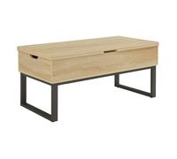[en.casa] Table Basse de Salon Stylée avec Plateau Relevable et Rabattable 3 Compartiments de Rangement Table d'Appoint Moderne Stable Panneau de Particules Acier 100 x 50 x 47 cm Effet Chêne