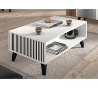 Table basse Ravenna B 90x60 cm blanc mat, pieds noirs