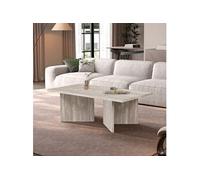 Table basse rectangle 125x65x42 cm effet travertin gris clair - ARILO