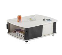 Table Basse Rectangle 80 cm Blanche - Noir - L 80 x l 57 x H 28.2 cm