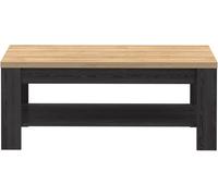 Table Basse Rectangle BOHOL - Chêne Noir & Beige - Double Plateau - L 100 × P 60 × H 45,7 cm