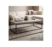 Table basse rectangle EKLEA effet travertin et métal noir 120x60x38 cm
