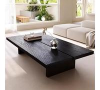 Table Basse Rectangle Moderne 47" en Bois Massif Noyer - Design Minimaliste Et Luxe, De Salon Longue Naturel pour Séjour(Black,55.1x23.6/140x60cm)