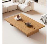 Table Basse Rectangle Moderne 47" en Bois Massif Noyer - Design Minimaliste Et Luxe, De Salon Longue Naturel pour Séjour(Wood-a,55.1x23.6/140x60cm)
