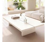 Table Basse Rectangle Moderne 47" en Bois Massif Noyer - Design Minimaliste Et Luxe, De Salon Longue Naturel pour Séjour(White,55.1x23.6/140x60cm)