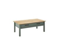 Table Basse Rectangulaire 1 Tiroir Bois Ciré et Vert - TINA -