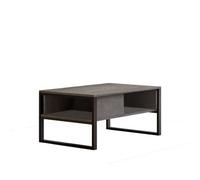 Toilinux - Table Basse avec rangements en panneaux de particules et métal - Noir Gris G