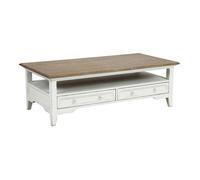 Table Basse Rectangulaire 2 Tiroirs - Bois - Blanc - Interior's