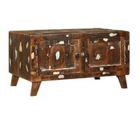 Table basse rectangulaire 80×54×45 cm en bois massif récupéré, finition multicolore laquée