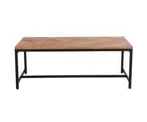 Table basse rectangulaire à motifs chevrons en bois massif et métal noir L120 cm STICK