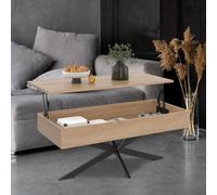 IDMarket Table basse Alix 100 cm - Plateau relevable, pied araignée - Bois et noir