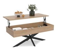 Table basse rectangulaire ALIX 100 cm plateau relevable pied araignée bois et noir Beige G