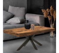 Table basse rectangulaire alix 110 cm pied araignée bois foncé effet vieilli et noir